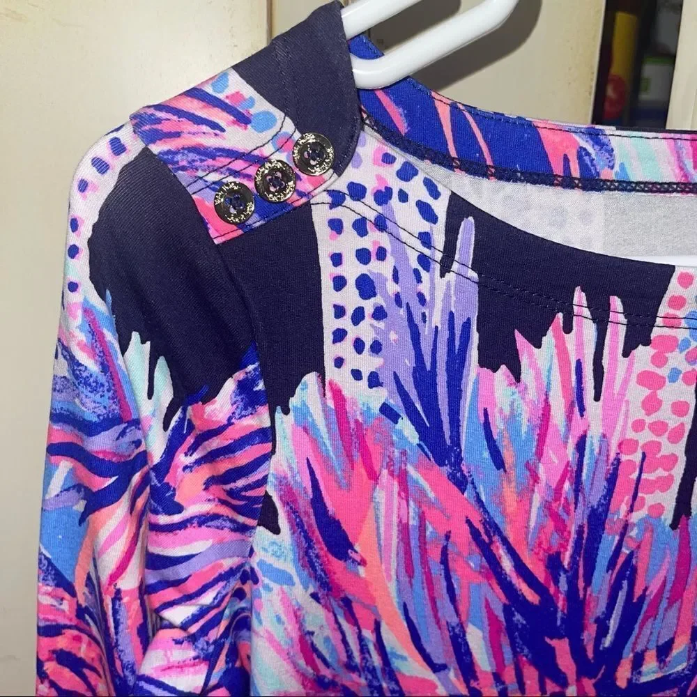 Lilly Pulitzer Sophie UPF 50+‎ Dress Bright Navy Palms Up - Size XS